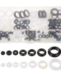 180 Piece Rubber Grommet Kit For Ceiling Fans And Wiring, Easy Install, DIY Friendly With Assorted Sizes, clear storage box with black and white grommets