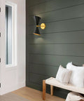 Mid Century Modern Wall Sconce 1 Pack Industrial Black And Brass Vanity Light With E26 Base, hardwired in hallway setting