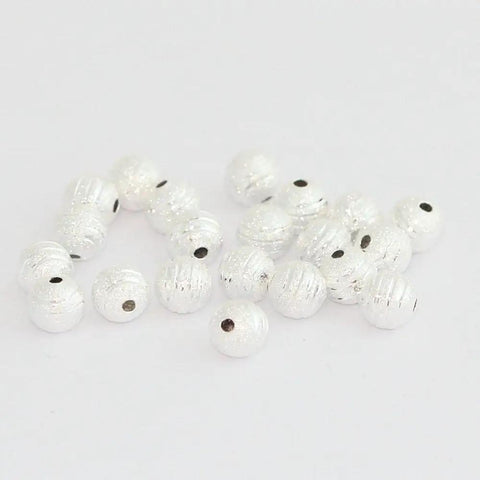 500 Pcs 4mm Sterling Silver Plated Brass Corrugated Round Bead Spacers For DIY Jewelry Making Tiny Beads Craft Supplies Set CF10-4