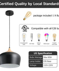 Dope Adjustable Industrial Pendant Light For Kitchen Island Overhangs Black Metal Shade 11.8 Inches with bulb options and specs