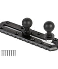 Metal Boat Track Mount With One Inch Ball T Bolt For Kayak Rail Mount GPS Fish Finder Mount Cup Holder And Rod Holder Fits RAM B Size Dual Socket Arm Marine Gear Track Heavy Duty, black metal track with screws