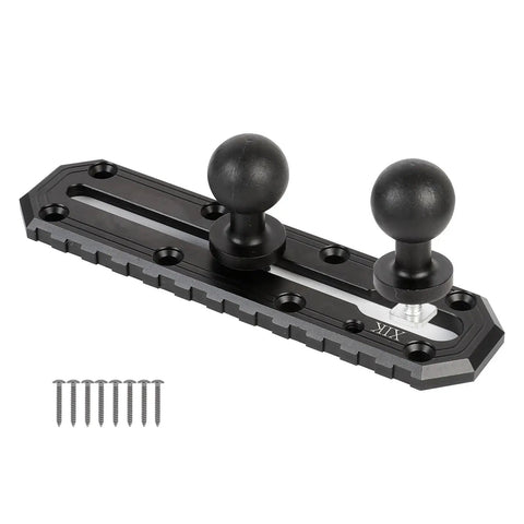 Metal Boat Track Mount With One Inch Ball T Bolt For Kayak Rail Mount GPS Fish Finder Mount Cup Holder And Rod Holder Fits RAM B Size Dual Socket Arm Marine Gear Track Heavy Duty, black metal track with screws