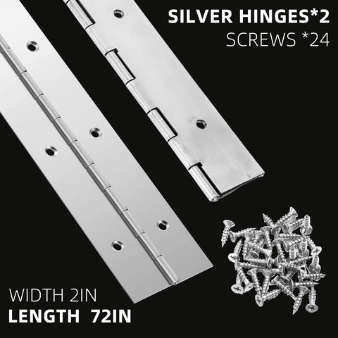 Real Deal Heavy Duty 72 Inch Stainless Steel Piano Hinges Built Tough Continuous Gate Hinges with 24 screws included.