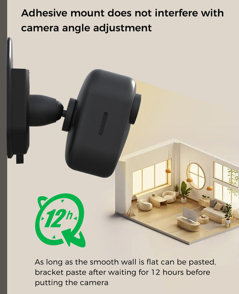 Side view of mounted camera using Three Pack No Drill No Screws Adhesive Wall Mount Brackets Compatible With Blink Outdoor 4, showing angle adjustment.