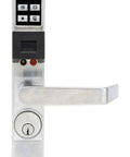Heavy Hitter Electric Door Lock With Built In Wireless Card Reader And Passcode Entry, satin chrome keypad lock for commercial use.
