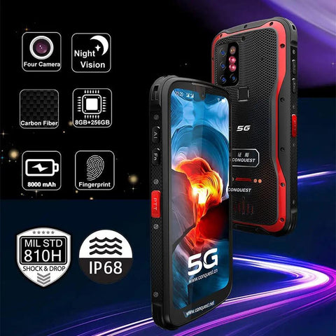 Built Like A Tank Heavy Duty Rugged Smartphone With ATEX Zone 1 Safety Rating, Rock Solid IP69K Protection, 6.3 Inch FHD Display, And A Massive 8000mAh Battery That Handles Any Throwdown Without Breaking A Sweat, showing side angle with 5G and rugged design.