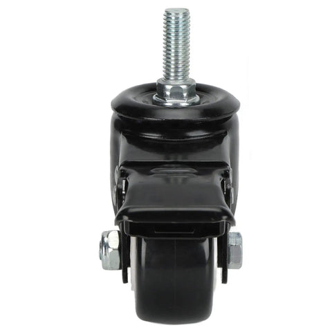 Built Tough 25 Inch Swivel Caster Wheel With Snappy Lock Brake And Twin Bearings For Heavy Duty Cart Furniture Trolley Low Noise Poly Roller M12 Mount, front view showing locking mechanism.