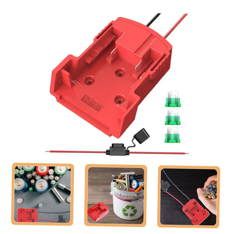 Plug And Play Lithium Battery Adapter Conversion Kit For Tools And DIY Projects Output Only Power Connector in red plastic