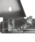 Close-up of Top Shelf Saw Cleaning Unit Assembly Featuring Tough As Nails Carbide Block and Rust Resistant Steel Frame.