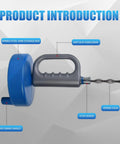 Heavy Duty 33 Foot Flexible Plumbing Drain Snake With Badass Ergo Handle And Hella Bendable Cable For Quick Toilet Clog Removal and Smooth Pipe Restoration, showing ergonomic handle and spring steel storage.