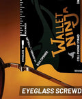18 In 1 Credit Card Sized Multitool Card For Quick Fixes And Everyday Carry, Black, shown used as eyeglass screwdriver