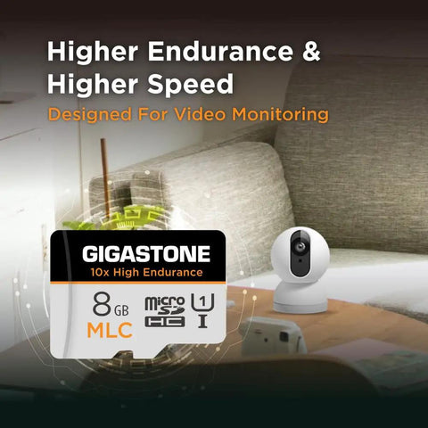 Rock Solid 8GB MLC Micro SD Card 2 Pack Built Different High Endurance Memory Card for video monitoring with security camera.