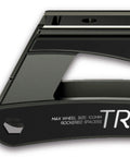 Close-up of the Trio 100 Frame Kit For Inline Skates With UFS Mounting And Rockerable Second Wheel, gray 6061 aluminum frame.