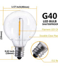 G40 LED bulb diagram from 25Ft LED String Lights With 27 Shatterproof Clear Globe Bulbs Dimmable And Energy Efficient