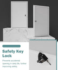Built Tough Drywall Access Panel With Quiet Honeycomb Core And Noise Blocking Rubber Seals For Attic Plumbing Covers 16X28 Inch Heavy Duty Aluminum Hatch Door showcasing safety key lock and secure installation.