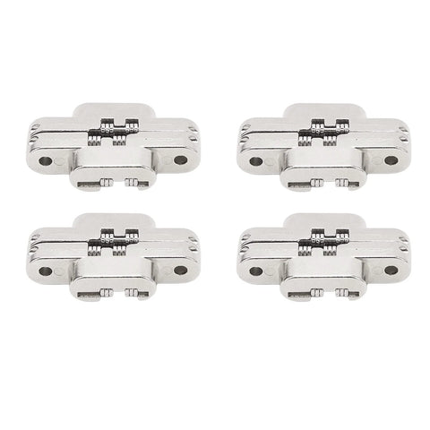 4-pack Mini Cross Hidden Hinge Zinc Alloy 180 Degree Swing Invisible Door Hinge for Jewelry Boxes Cabinets and Folding Doors