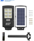 Solar Street Lights With Remote Control, 6500K Daylight White, 300000LM 1000W, IP65 Waterproof. Includes mounting pole and remote.