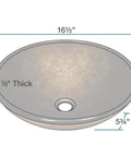 Diagram of Foil Undertone Glass Vessel Sink With Bronze And Gold Inlays, Black And Gold Finish, 16.5 x 5.75 in dimensions