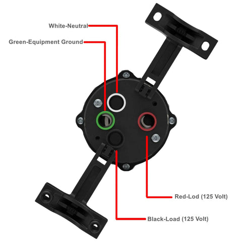 Badass 50 Amp Generator Plug Nema SS2-50P Four Pin Straight Blade Twist Locking Connector wiring diagram with color codes.