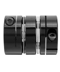 Side view of uxcell 6mmx8mm clamp-tight motor shaft two-diaphragm coupling, black