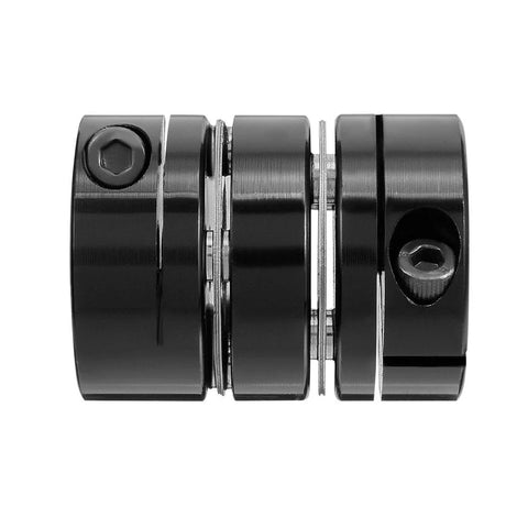 Side view of uxcell 6mmx8mm clamp-tight motor shaft two-diaphragm coupling, black