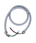 Non Metallic Liquid Tight Conduit Whip Kit 6Ft Coded Cable 8Awg 3Conductor Copper Wire with nylon jacket and PVC boot.