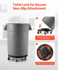 Heavy Duty Trash Can Dolly For 20 32 44 And 55 Gallon Bins Two Pack with twist lock and smooth swivel wheels for easy mobility.