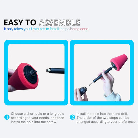 Assembly instructions for Drill Bit Cone Polisher Pro Grade Kit With Memory Foam Cone Sponge For Metal Polishing Tool For Cars And Rims