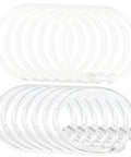 24 Pack Transparent Shower Curtain Rings With Smooth Glide For Roman Rods Flexible Hanging Hooks Displayed in a Stack