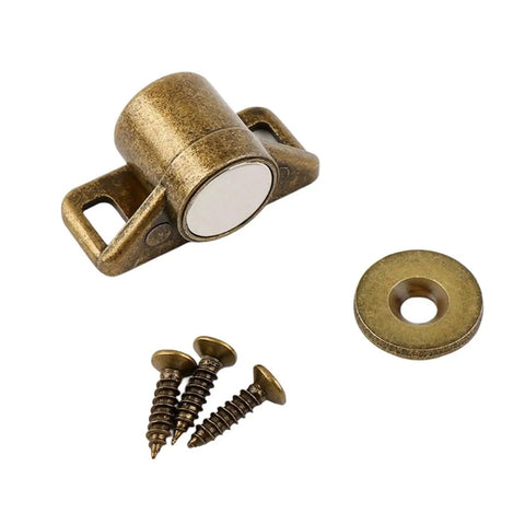 Heavy Duty 4 Pack Zinc Alloy Door Stoppers With Strong Magnets Smooth Quiet Cabinet Catches For Cupboard Holders Easy Install Screw Kit components including magnet and screws