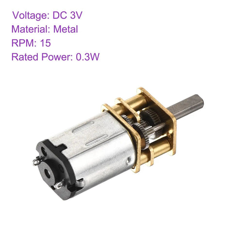 Ultra Tiny 3V 15RPM Micro DC Gear Motor With 1 To 298 Reduction, 3mm Shaft, 10mm Output, Metal Gearbox For RC Cars, Robots