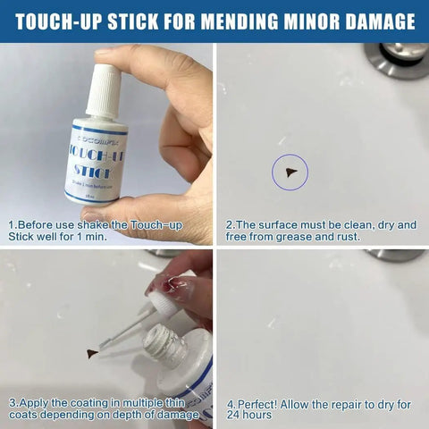 Porcelain Repair Kit High Gloss White Touch Up Paint for Sinks Tubs and Bathrooms application instructions
