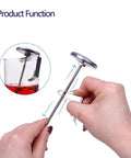 Hands adjusting Instant Read 2-Inch Dial Thermometer for Coffee Drinks and Milk Foam, Pro Grade Temperature Gauge with stainless probe.