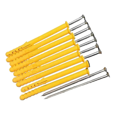 50 Piece Drywall Anchors Kit With Phillips Head Screws 10mm Self Drilling No Pre Drill Install Yellow Zinc Plated Carbon Steel Wall Fasteners For Quick Rock Solid Mounts Of Shelves TVs And More, yellow anchors and screws