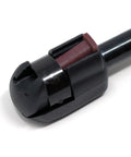 Close-up of No Sweat Quick Release End Fittings For 10mm Ball Stud Gas Spring Struts 4 Pack Heavy Duty gear, black and red material.