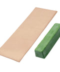 Leather strop and green honing compound from All In One Pro Grade Diamond Sharpening Kit With 180 600 And 300 1000 Grit Diamond Stones Lapping Fluid