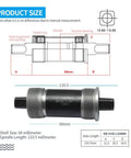 Diagram of BB UN26 Square Taper Bottom Bracket For 68 By 123, 68 By 127, And 68 By 110 Mm, Black 1 Piece showing dimensions.
