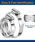Stainless steel worm-gear hose clamp, micro size #4, 3/8–5/8 in range, rolled-edge protection, 20-pack