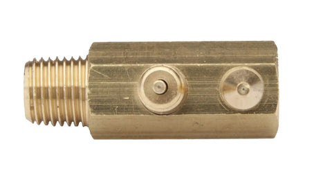 Side view of Brass Quick Connect Tank Fitting One Quarter Inch NPT Male Thread For Mercury Mariner Marine Fuel Lines Built To Last No Fuss Connector For Leaded Unleaded And Alcohol Blend Fuels Easy Install And Leak Free Performance