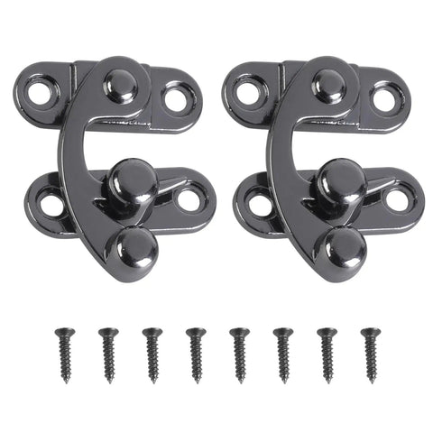 Swing Arm Latch Antique Cabinet Hardware For Jewelry Box And Suitcase Left And Right Clasp Set Of 2 with screws visible