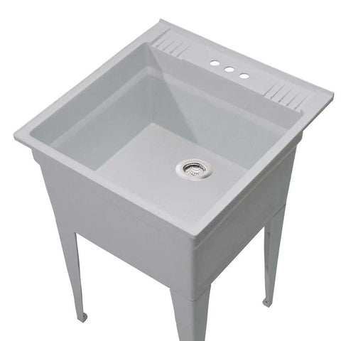 Utility slop sink with drain installation, showcasing a modern sink design without the 2 Pack Stainless Steel Sink Strainers.