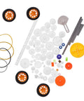 Plastic Gear Set For Small Motors And DIY Robots 78 Piece Spindle Gears Kit with wheels, rods, and belts