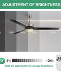 Ceiling Fan With Lights In Brushed Nickel Three Blades 60 Inch Dimmable LED Light 3000K UL Listed Indoor Ceiling Fan control