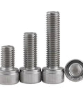 Bad Boy M2.5 X 17mm Socket Head Cap Screws, Allen Key Drive 304 Stainless Steel With Corrosion Resistance And Full Thread Bright Finish, DIN912 Metric Fasteners, 30 Pack Of Heavy Duty Power Bolts displayed in various lengths.