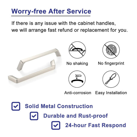 10 Pack 5 Inch Hole Centers Brushed Nickel Cabinet Pulls Zinc Alloy Hardware with warranty and features like no shaking and anti-corrosion.
