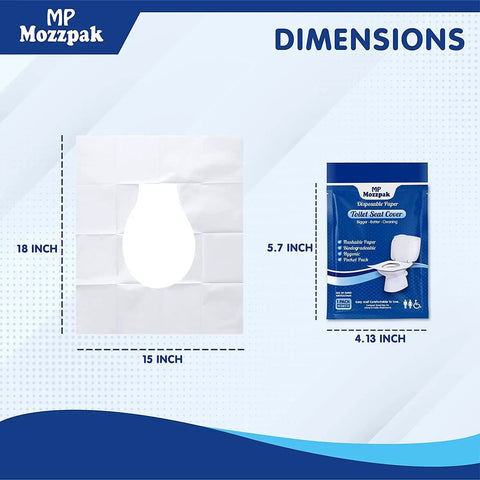 Flushable Toilet Seat Covers Disposable 100 Pcs Pack XL Size Travel Essential for Airplane Camping On The Go packaging dimensions
