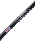 Close-up of Pursuit V Spinning Reel And 7ft 2-Piece Rod Combo showing logo and graphite composite rod blank construction.