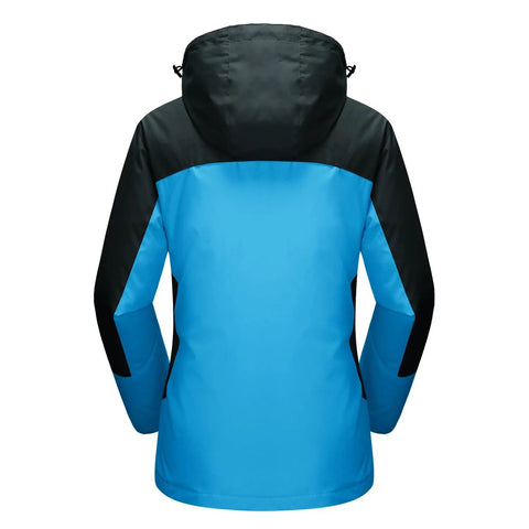 Back view of Three In One Snow Jacket For Women With Inner Fleece Layer And Waterproof Windproof Shell Lake Blue Winter Coat XL