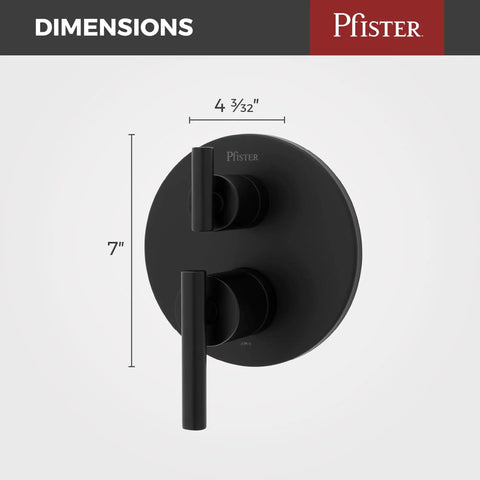 Contempra Stacked Shower Diverter Trim With Two Handles In Matte Black Valve Not Included Requires 015 3WDNSS Or 015 6WDSS Valve