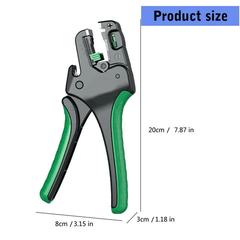 Heavy Duty Mult Functional Cable Strippers With Wire Crimper Tool, showcasing ergonomic steel handles and product dimensions.